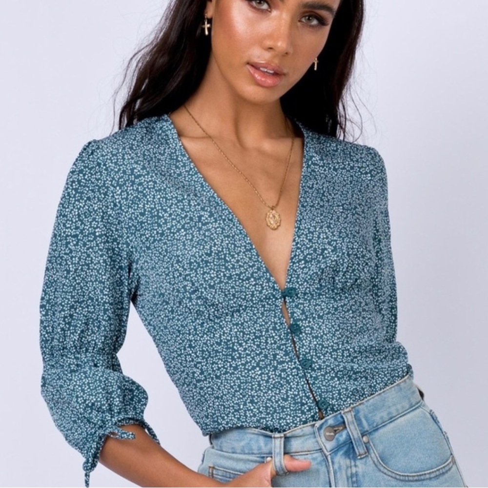 Princess Polly Floral Teal Too Size 4